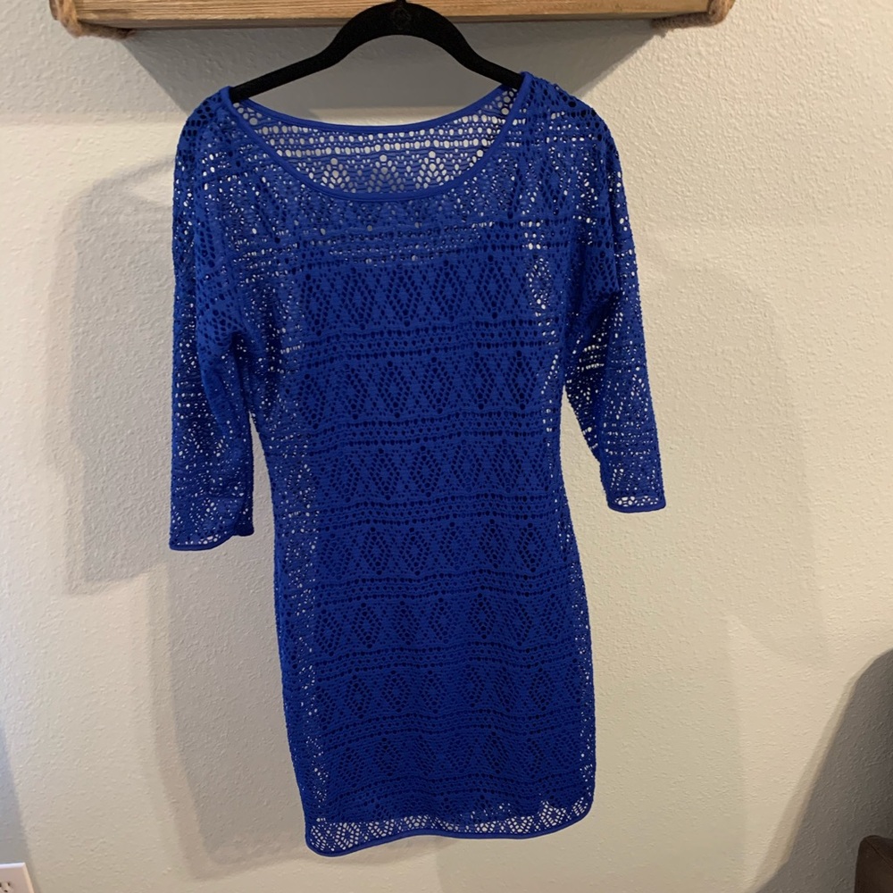 Express Royal Blue Eyelet Dress